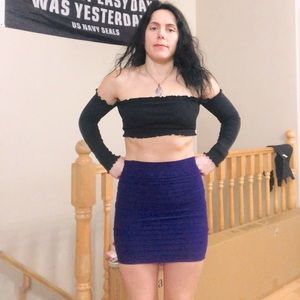 Purple body con mini skirt